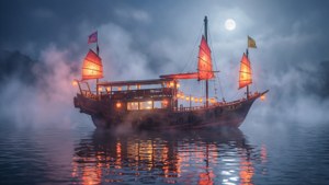 Moonlit Lantern Reflection