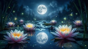 Moonlit Lily Pond