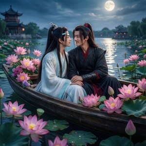 Moonlit Lotus Boat