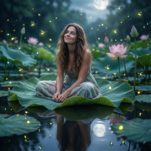 Moonlit Lotus Pond