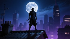 Moonlit Ninja Rooftop