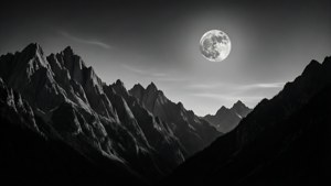 Moonlit Peaks Monochrome