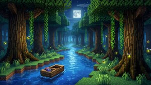 Moonlit River Forest