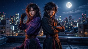 Moonlit Rooftop Duo