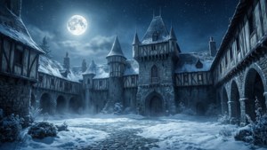 Moonlit Snow Courtyard