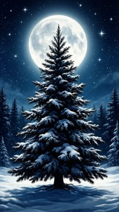 Moonlit Snowy Tree