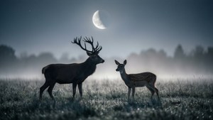 Moonlit Stag and Doe