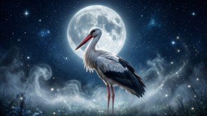 Moonlit Stork Magic