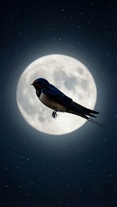 Moonlit Swallow Silhouette