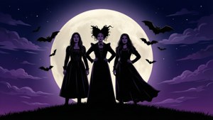 Moonlit Witches Silhouette