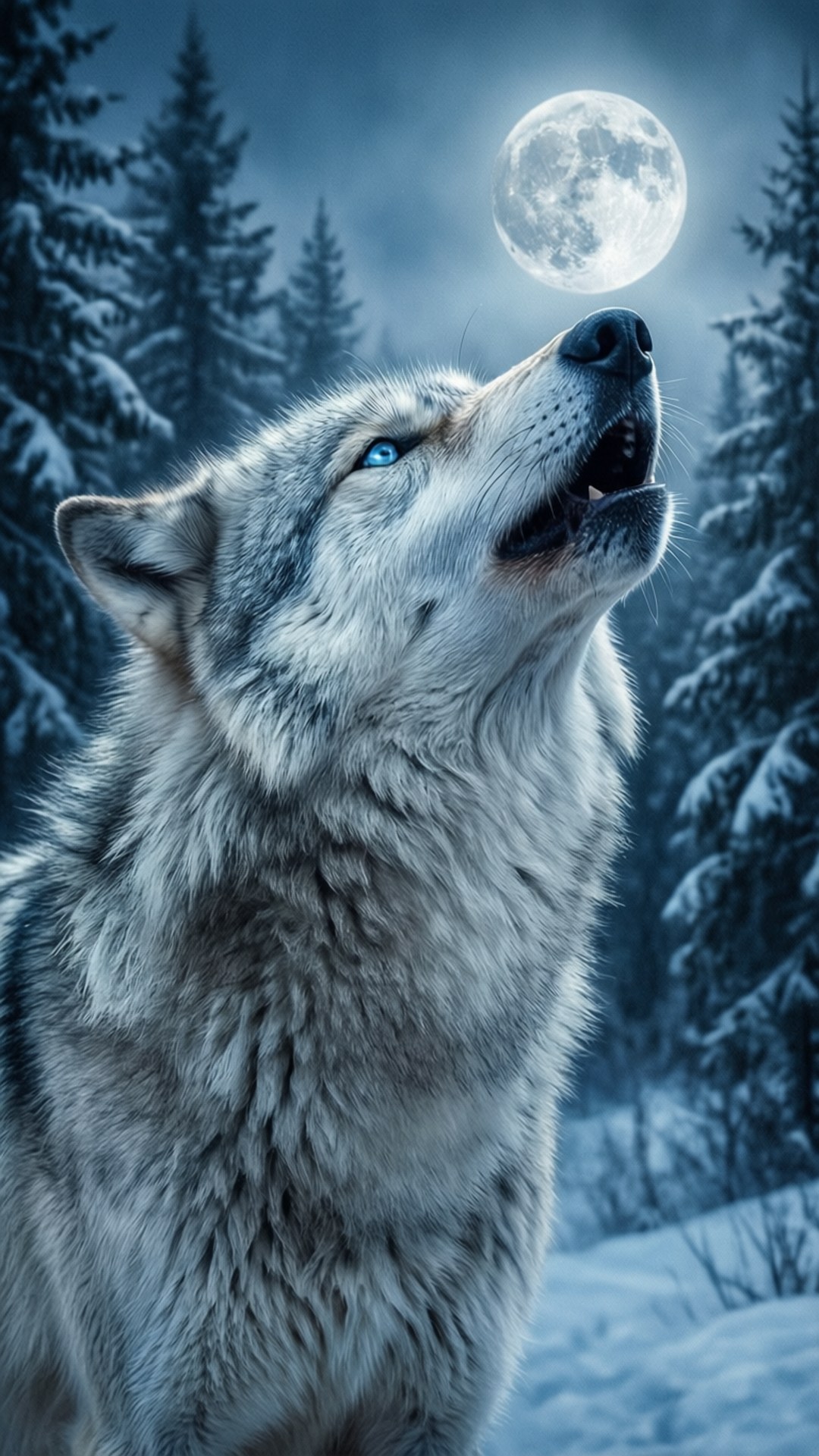Moonlit Wolf Howl by Wallpapers.art Studio