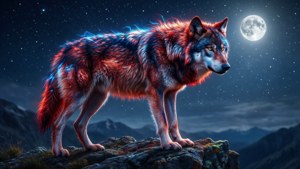 Moonlit Wolf on the Cliff