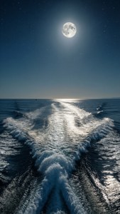 Moonlit Yacht Wake