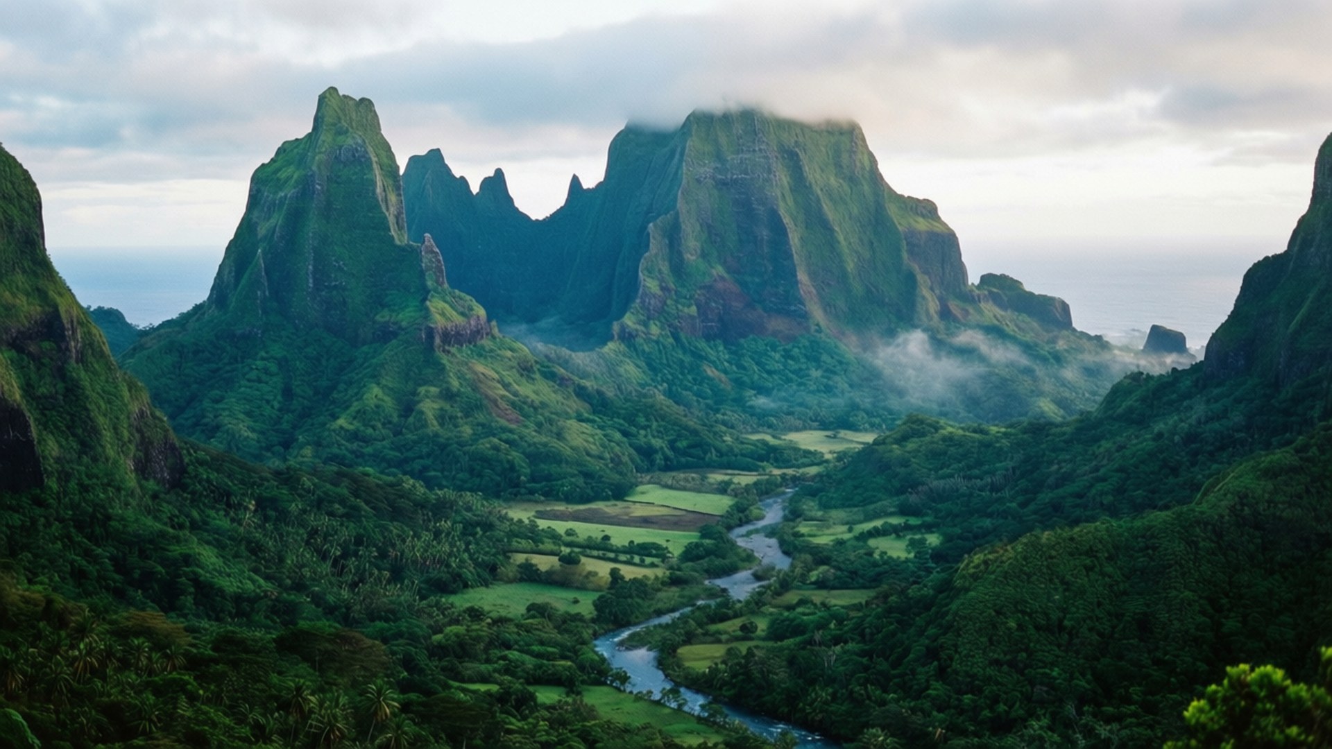 Moorea Mountain Valley by Wallpapers.art Studio