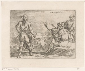 Moren, een jachtscène in de achtergrond