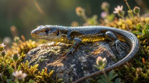 Morning Basking Glass Lizard