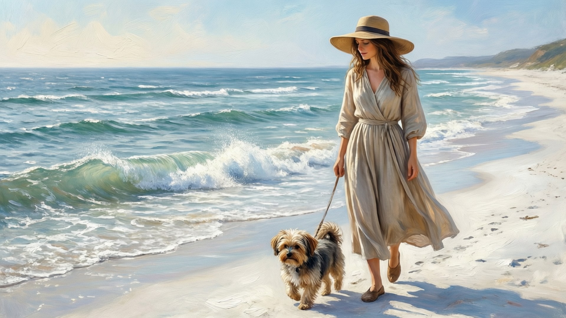 Morning Beach Stroll by Wallpapers.art Studio