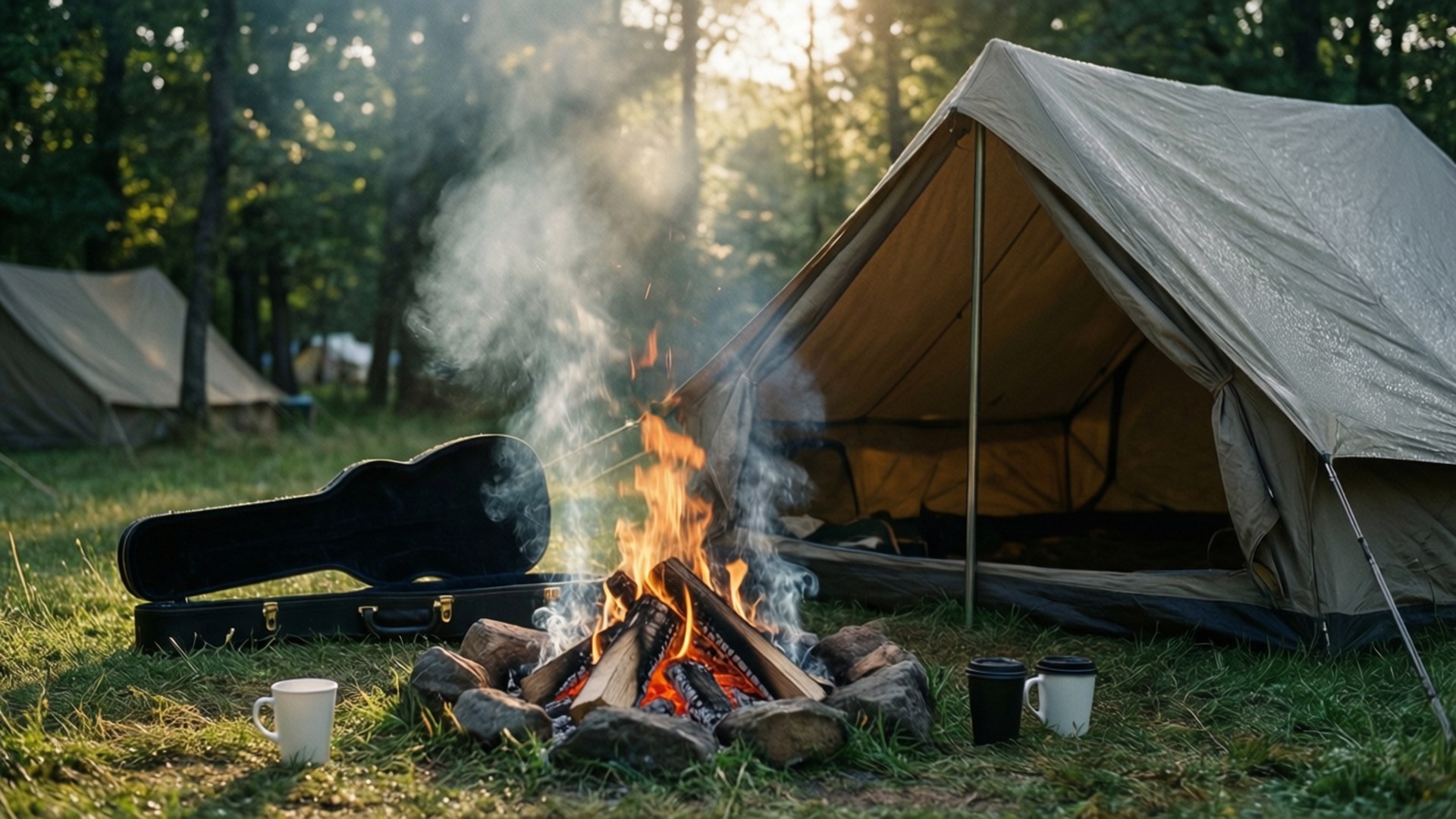 Morning Campfire Calm by Wallpapers.art Studio