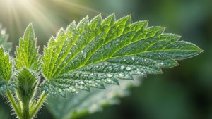Morning Dew on Catnip Leaf