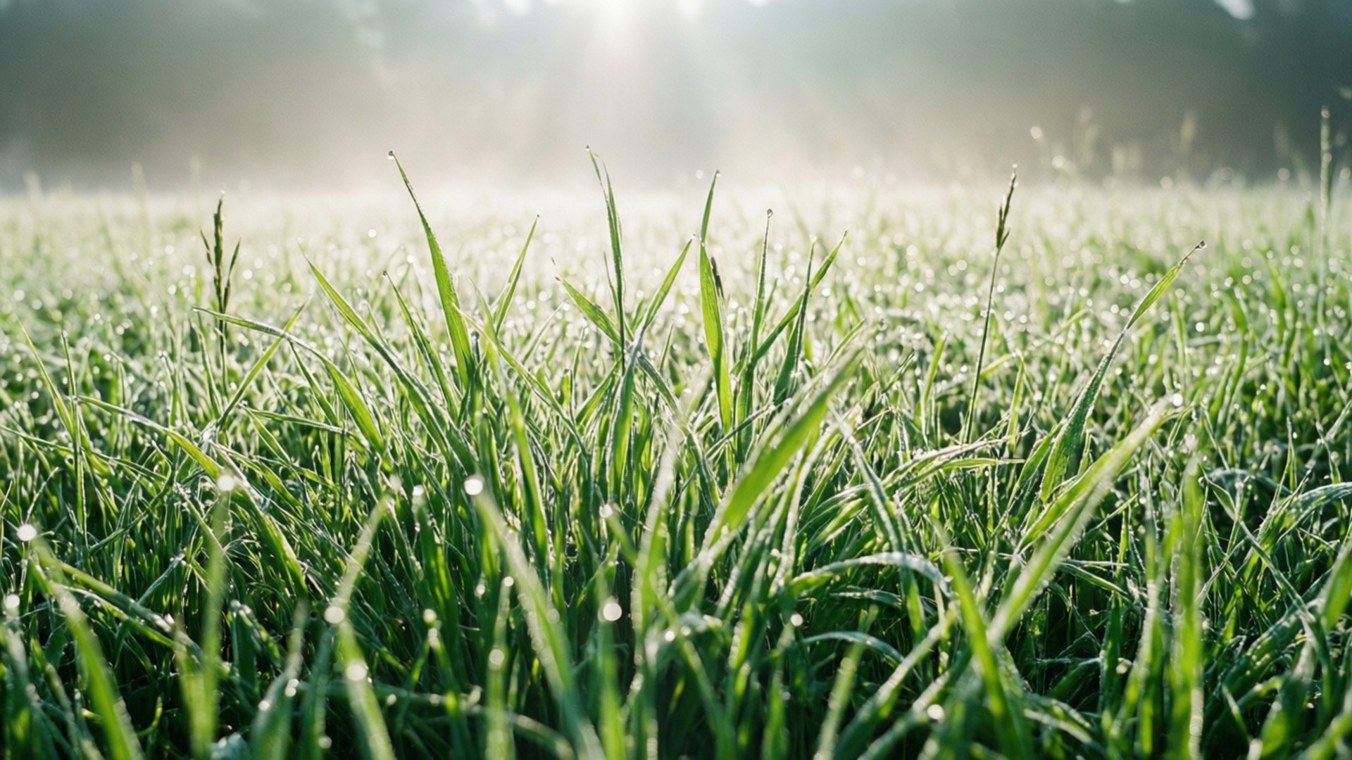 Morning Dew on Misty Grass by Wallpapers.art Studio