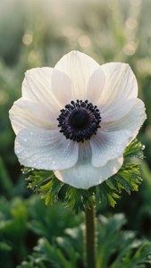 Morning Dew on White Anemone
