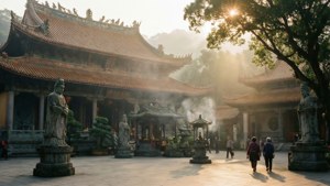 Morning Mist at Temple