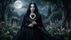 Morticia in the Garden