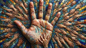 Mosaic Hand Pointing