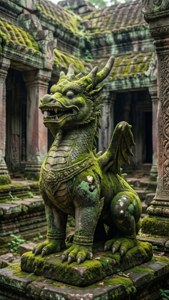 Mossy Dragon Statue