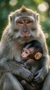 Mother and Child Macaque