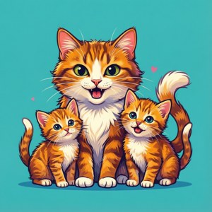 Mother Cat and Kittens