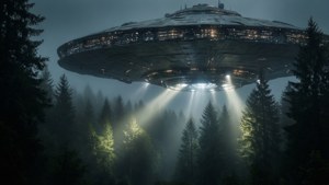 Mothership Over Foggy Forest