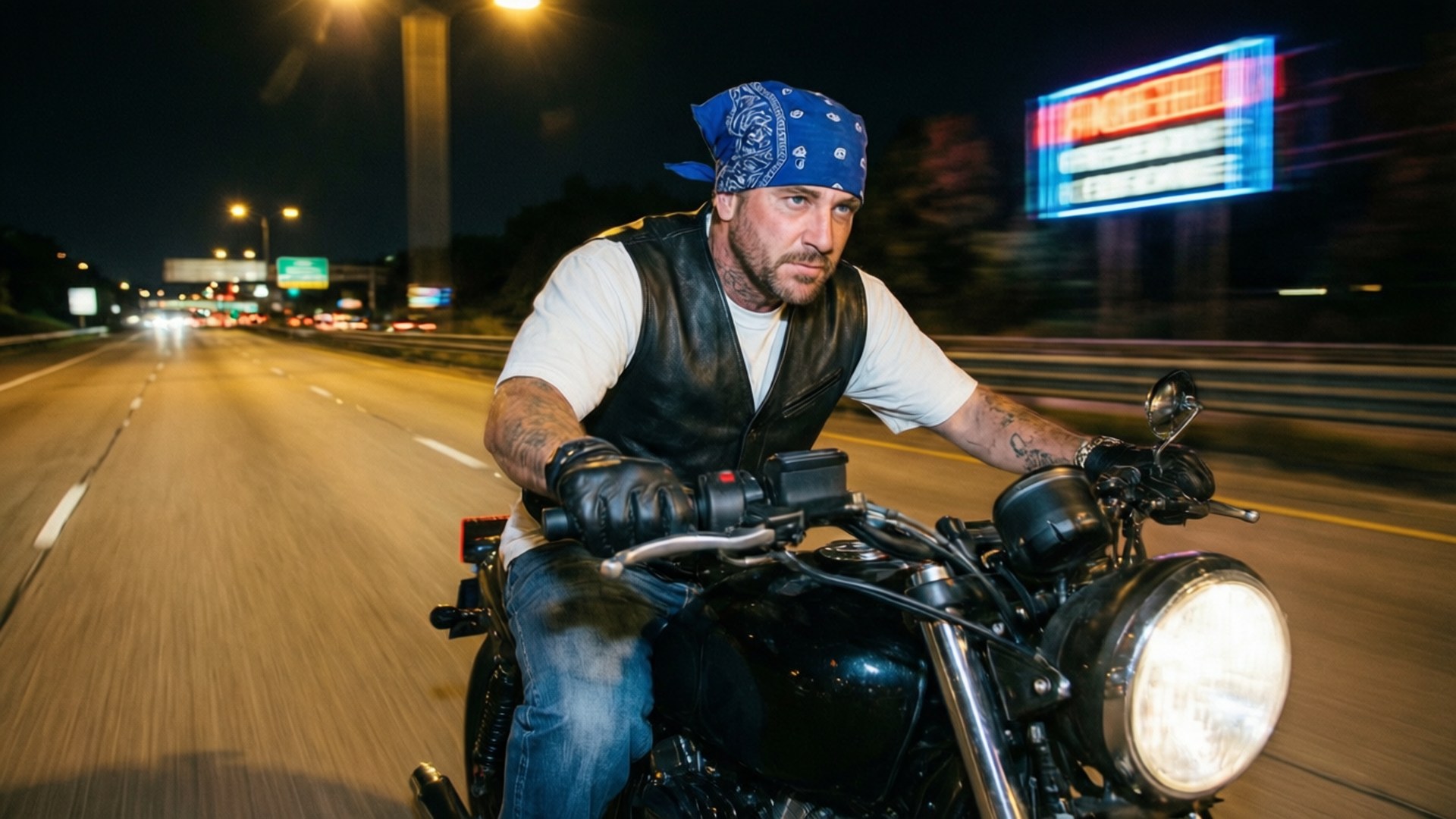 Motorcycle at Midnight by Wallpapers.art Studio