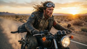 Motorcycle Ride at Sunset