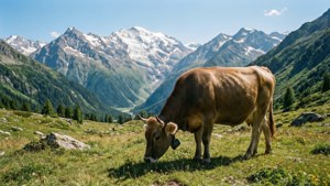 Mountain Cow Grazing