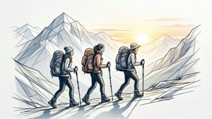 Mountain Hike Line Art