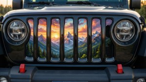 Mountain Landscape Jeep Grille