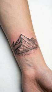 Mountain Line Art Tattoo