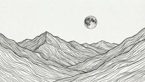 Mountain Moon Line Art