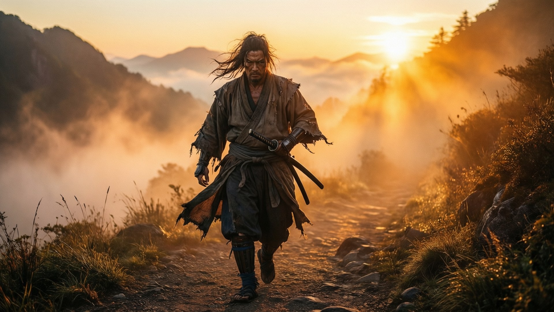 Mountain Path Dawn by Wallpapers.art Studio