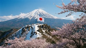 Mountain Peak with Cherry Blossoms