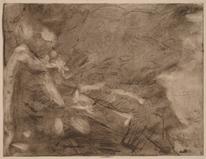 Mountain Stream with Bathers