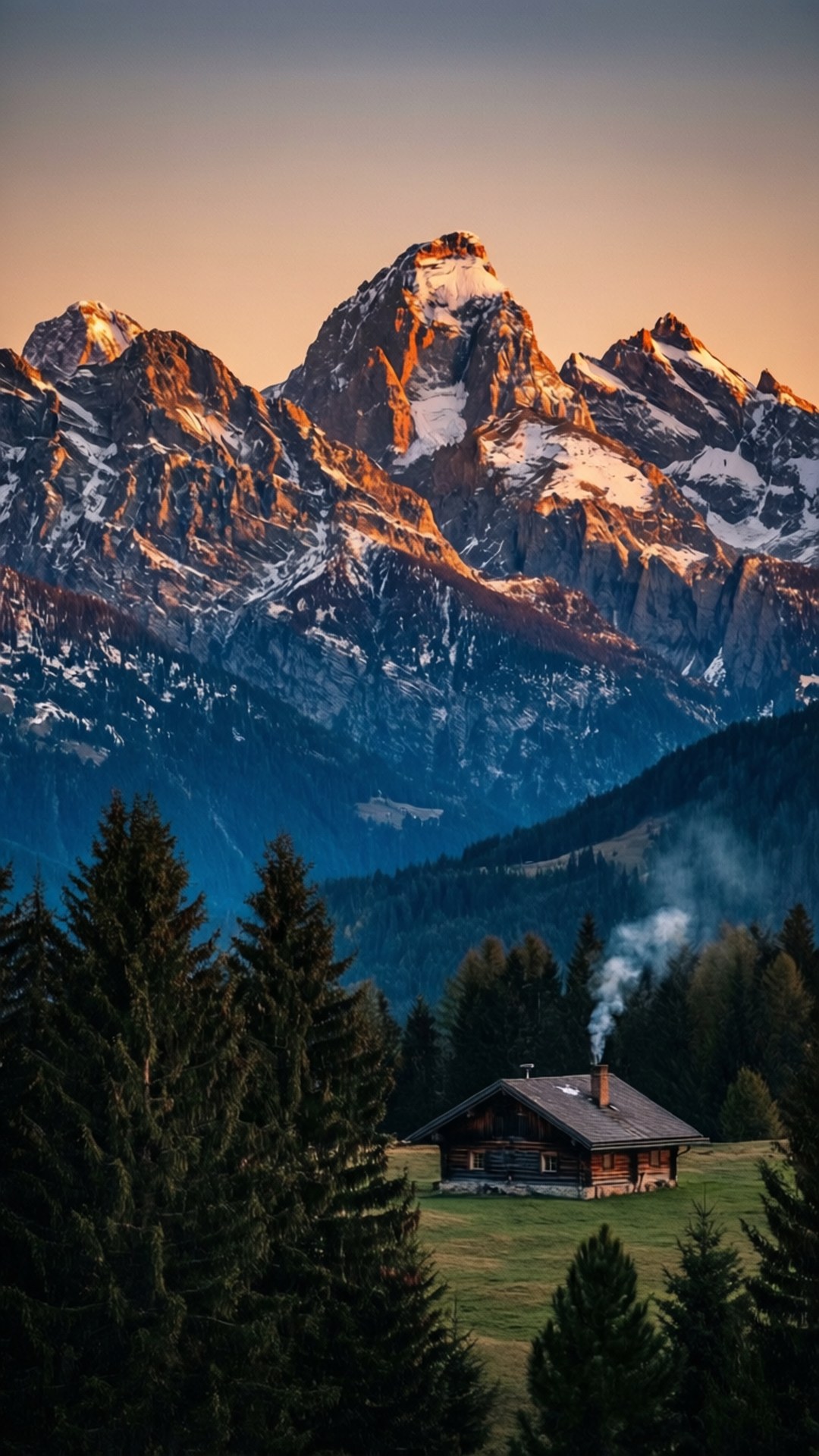 Mountain Sunrise Cabin by Wallpapers.art Studio