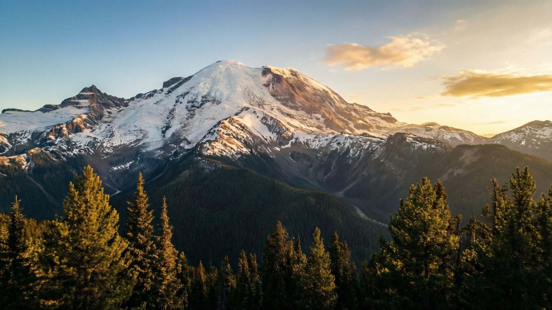 Mountain Sunrise Snow by Wallpapers.art Studio