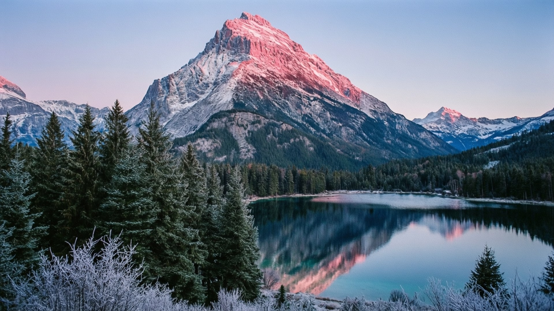 Mountain Sunrise Snow by Wallpapers.art Studio