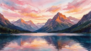 Mountain Sunset Watercolour
