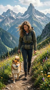 Mountain Trail with Shiba