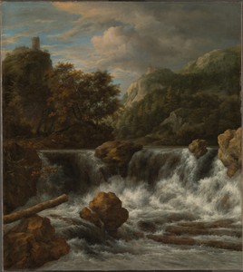 Mountainous Landscape with Waterfall
