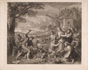 Mozes verdedigt de dochters van Reüel (Jetro)