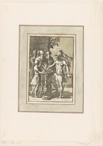 Mucius Scaevola steekt zijn hand in het vuur
